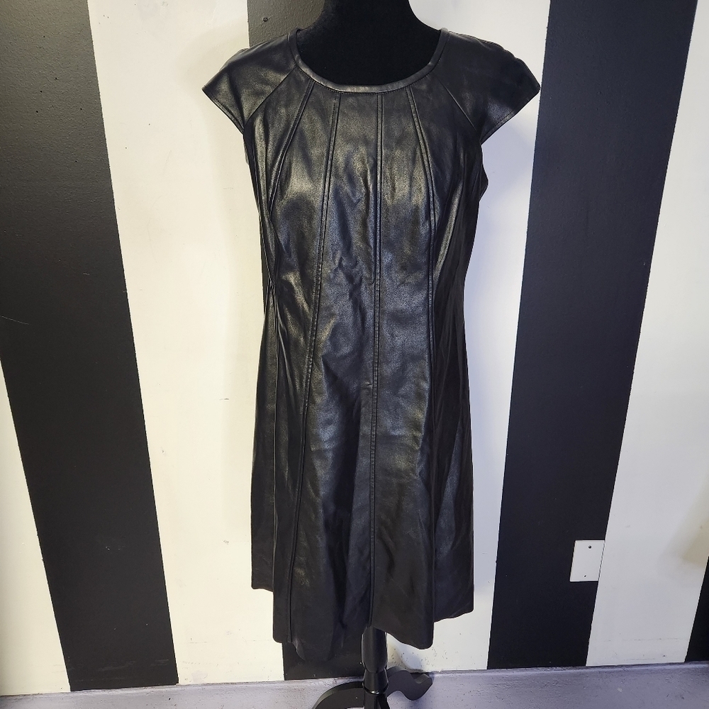 Faux leather a-line dress babydoll